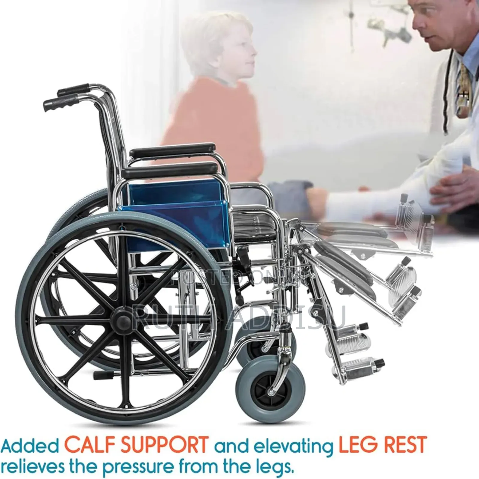 Kosmocare Metal Calf Support and Elevating Footrest Comfy Wheelchair