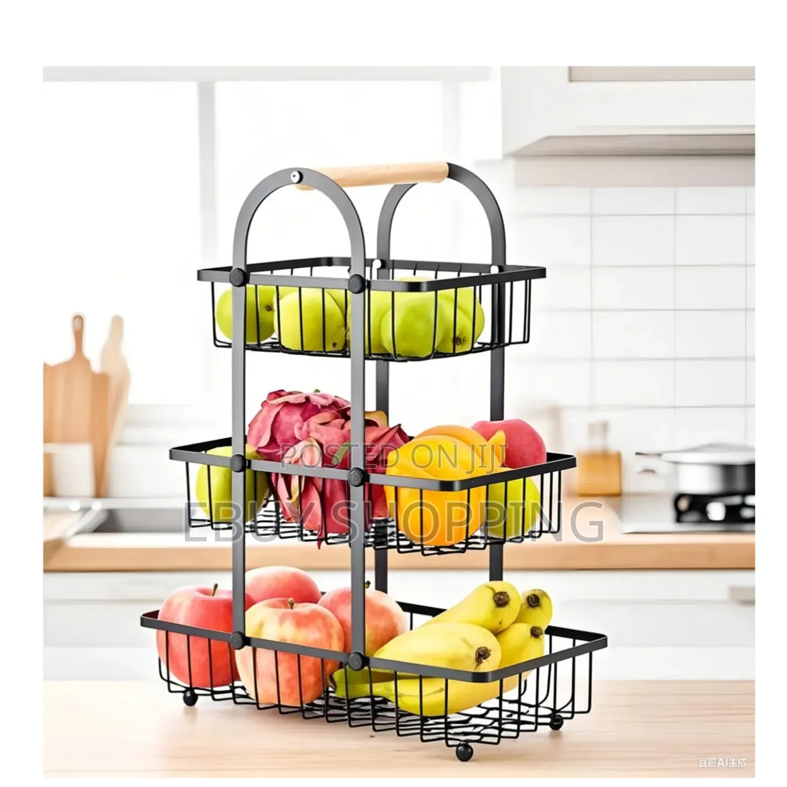 Stylish Kitchen Counter Fruit Rack – 3 Layer Stainless Steel Design