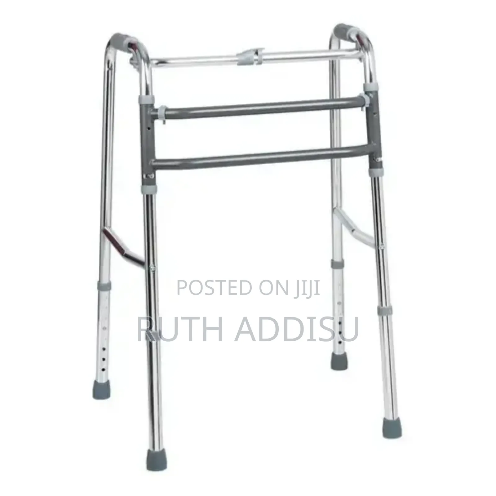 2 Button Folding Walking Frame With 5” Castors Foldable Stainless Walk