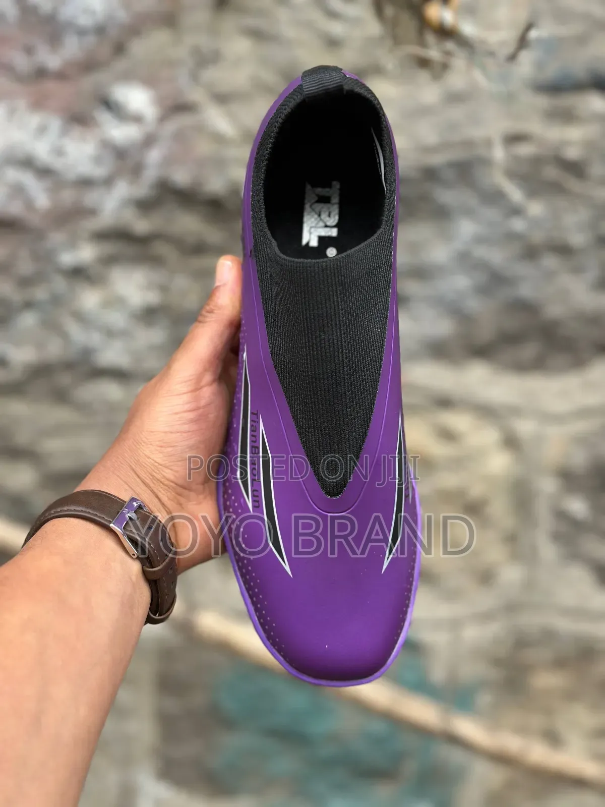 New Arrival TBL Tianbaolun Purple Futsal Soccer Cleats Shoes