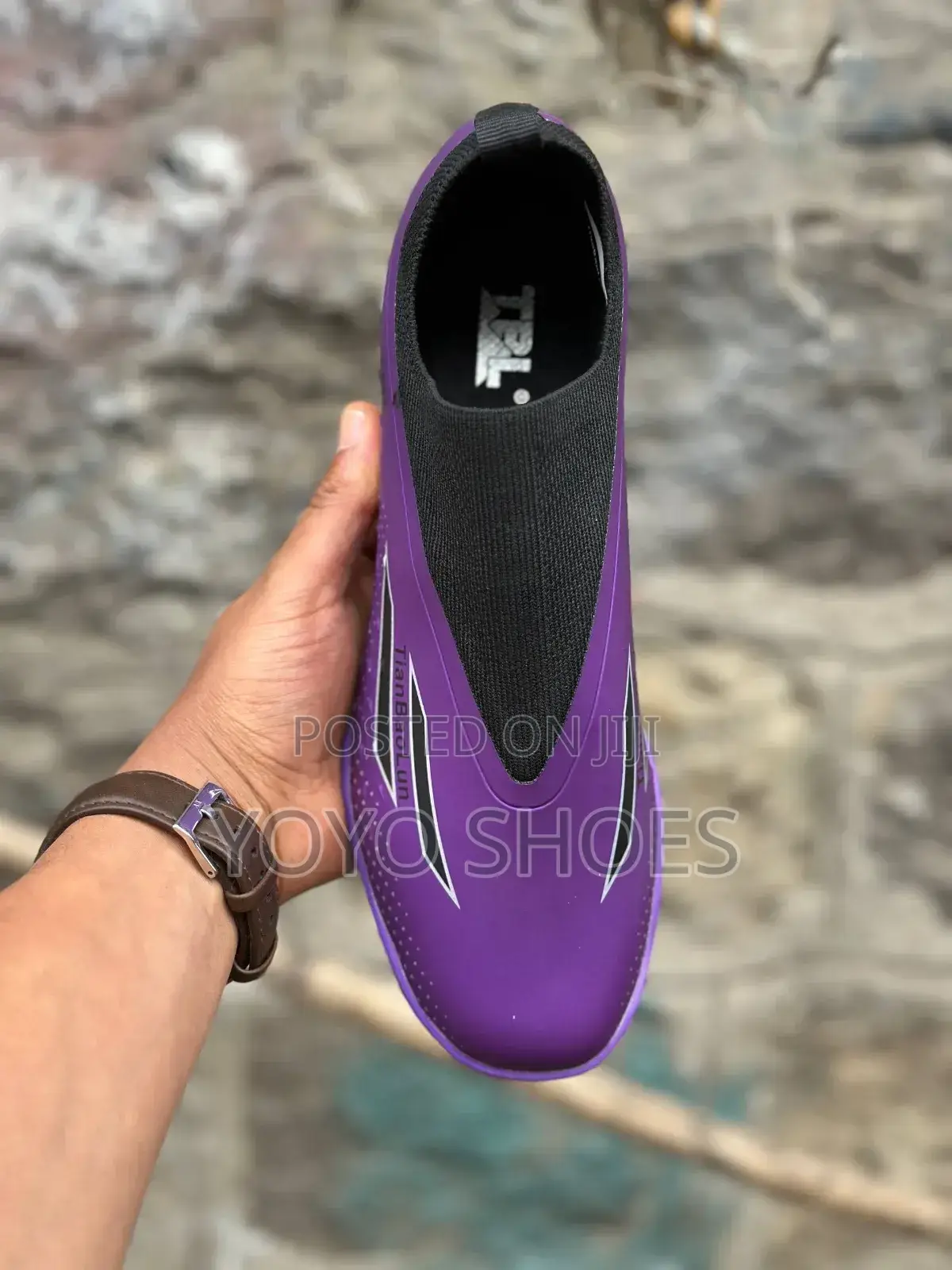 New Arrival TBL Tianbaolun Purple Futsal Soccer Cleats Shoes