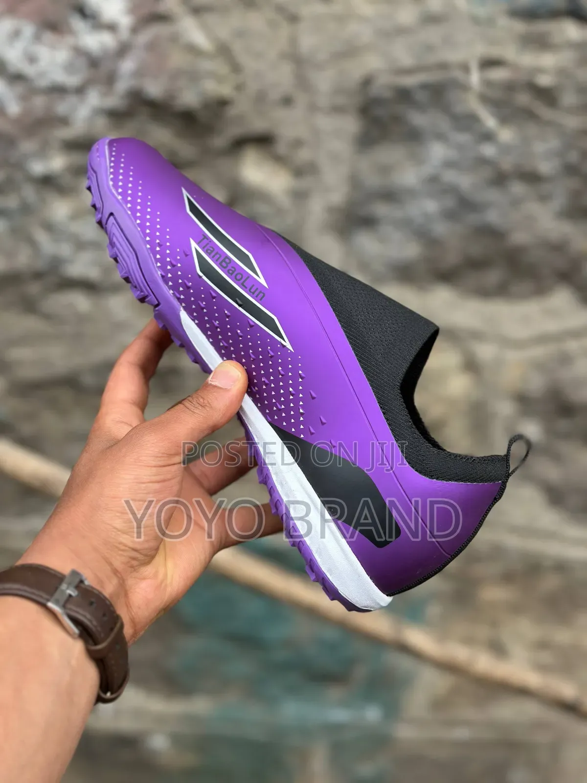 New Arrival TBL Tianbaolun Purple Futsal Soccer Cleats Shoes