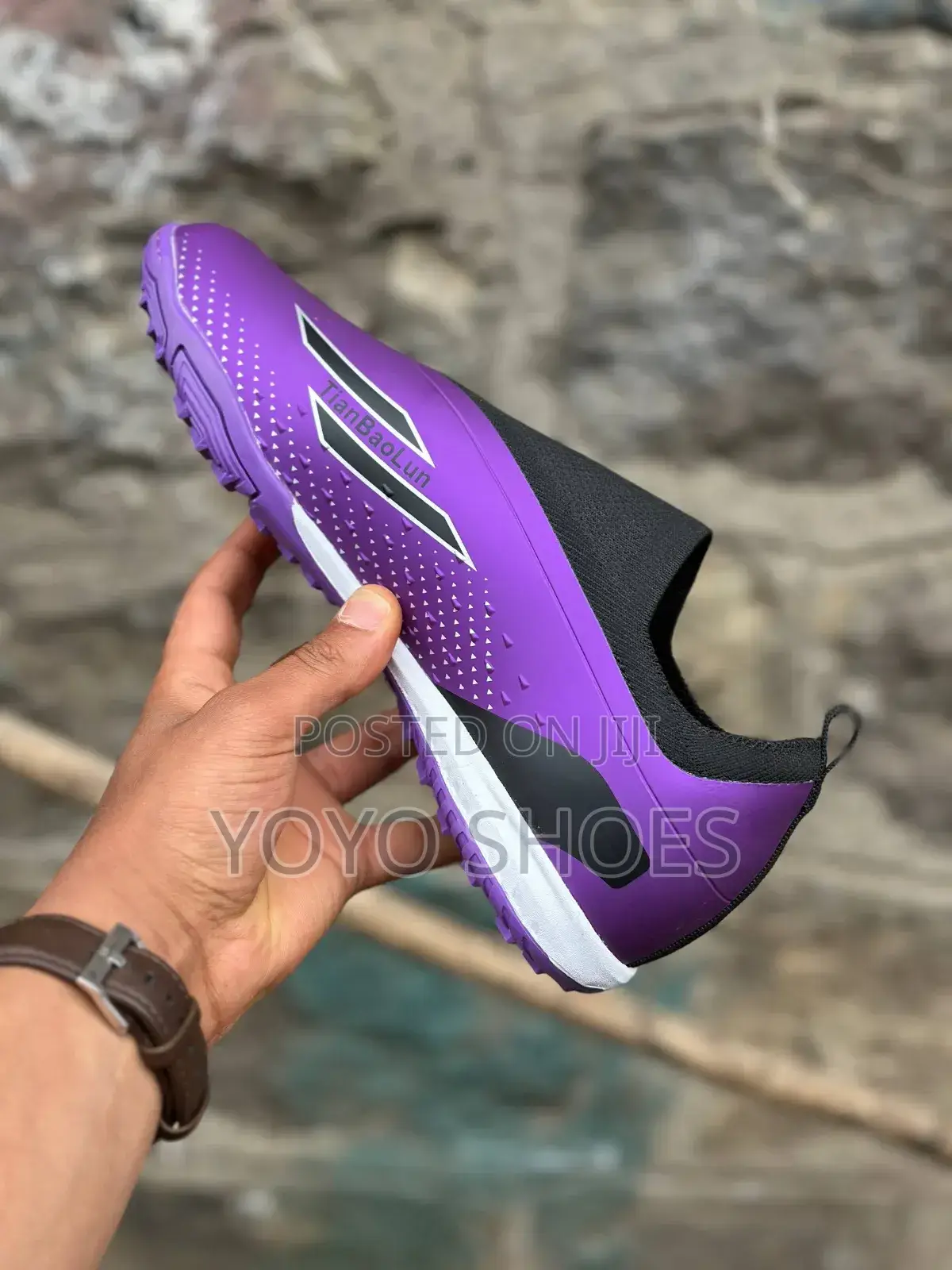New Arrival TBL Tianbaolun Purple Futsal Soccer Cleats Shoes