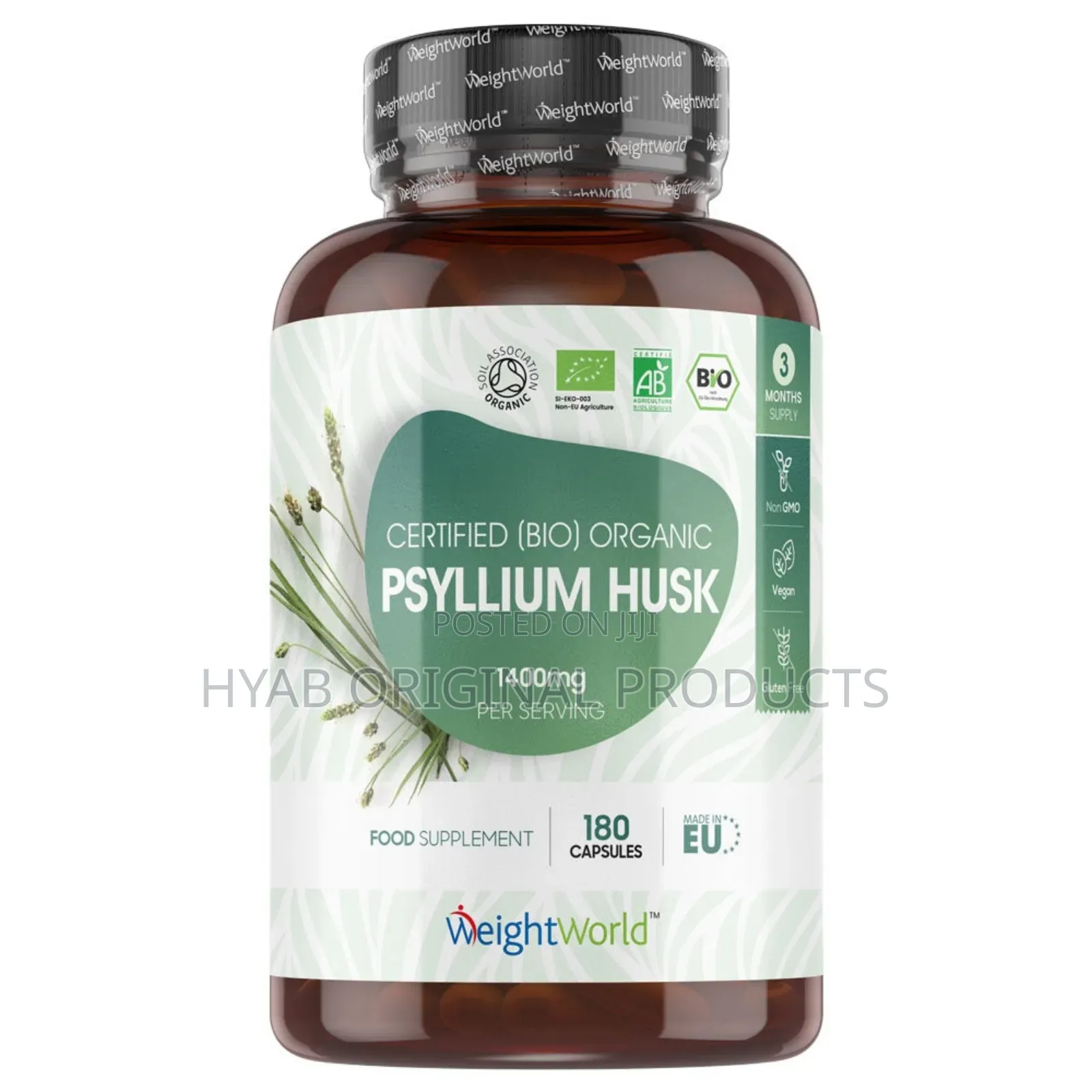 Organic Psyllium Husk (1400mg) 180 Capsules