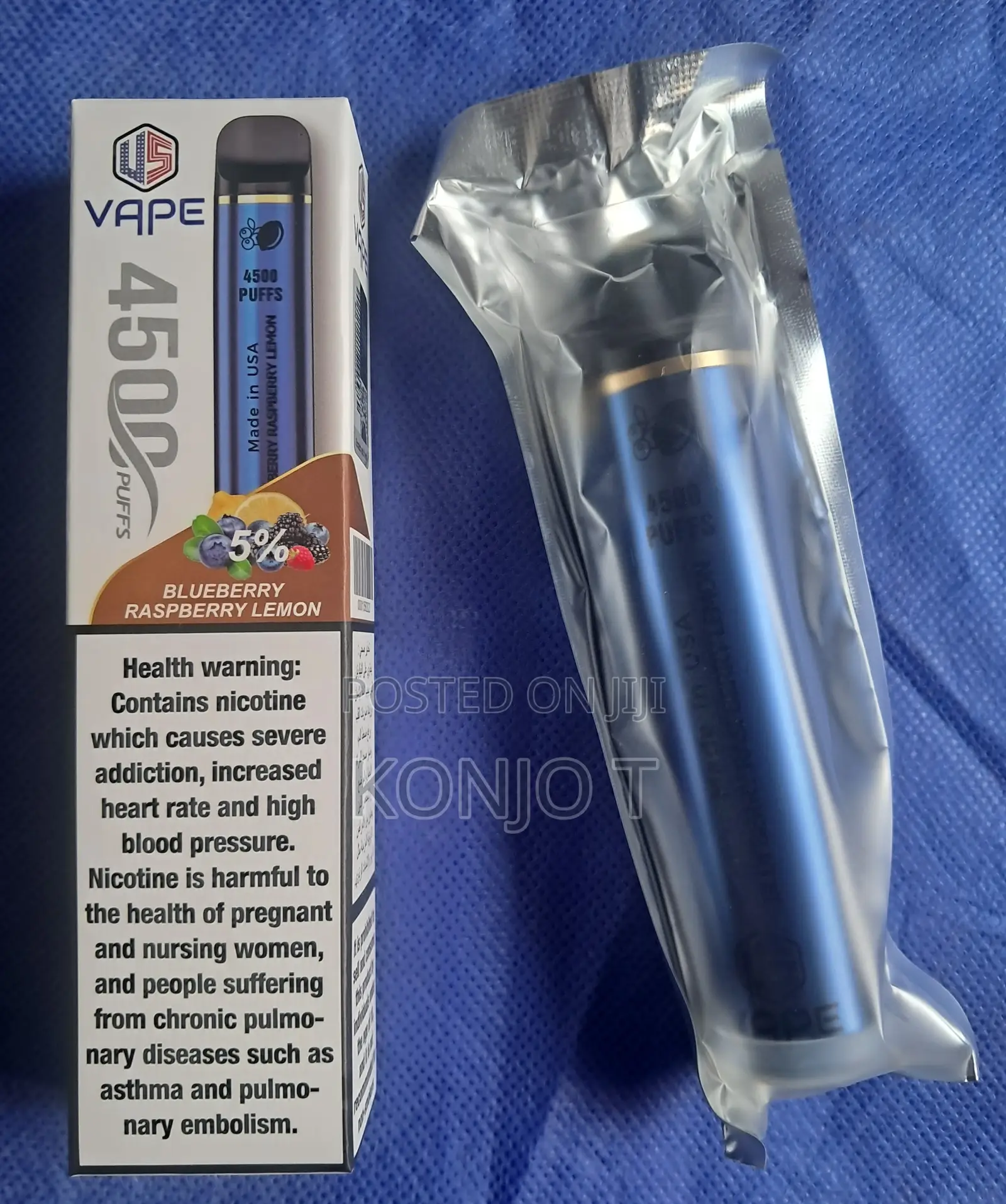 Us Vape -- Blueberry Raspberry Lemon -- 4,500 Puffs