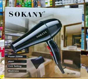 Sokany Professional Hair Dryer, Model Sk-2200. Power: 2200 Watts.