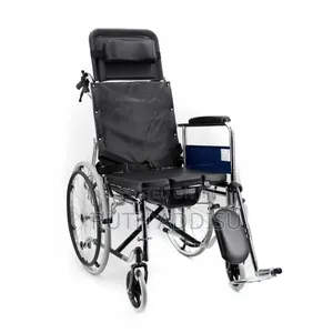 High Back Reclining Steel Commode Wheelchair, Detachable Wheelchair