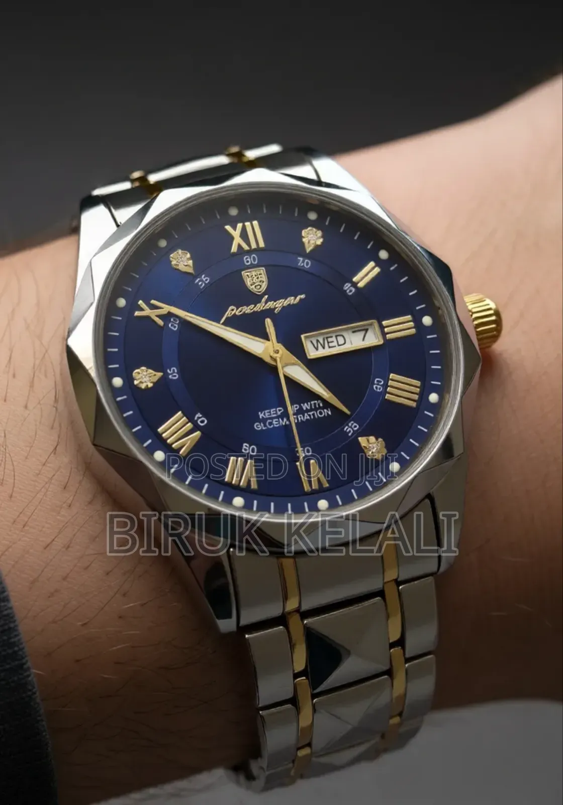 Silvwe With Blue Poedigar Men's Watch