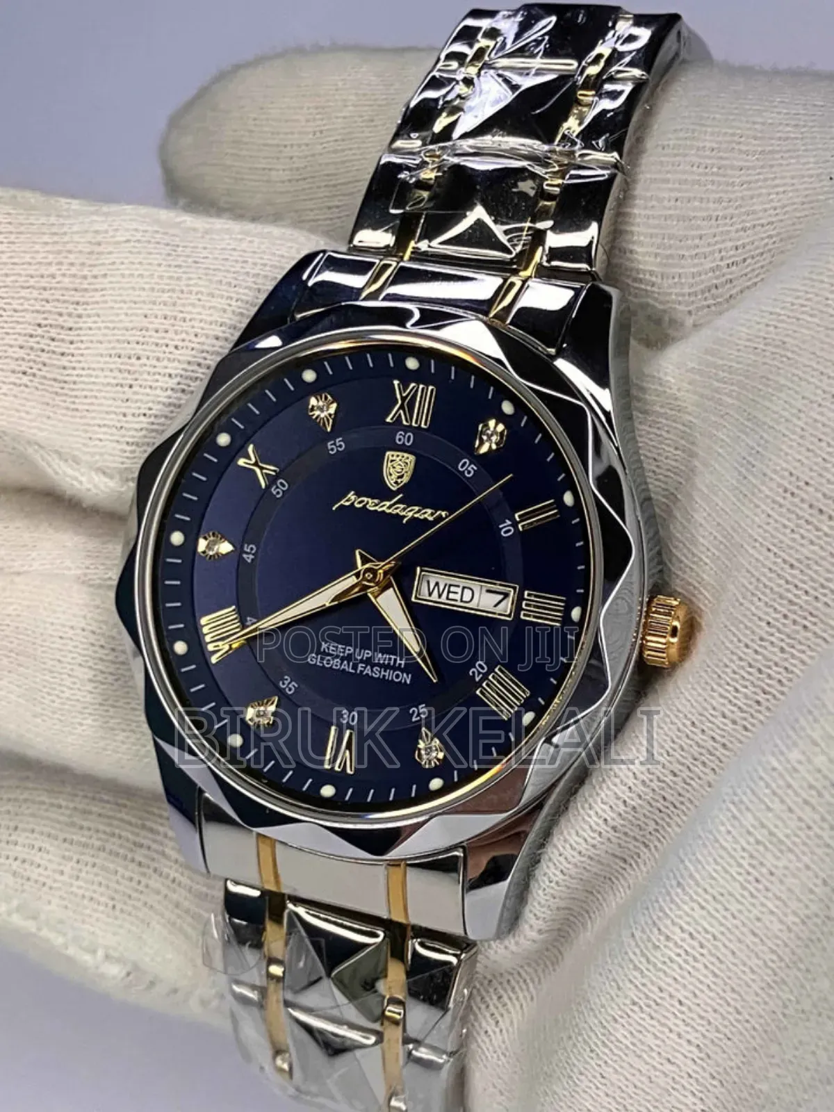 Silvwe With Blue Poedigar Men's Watch