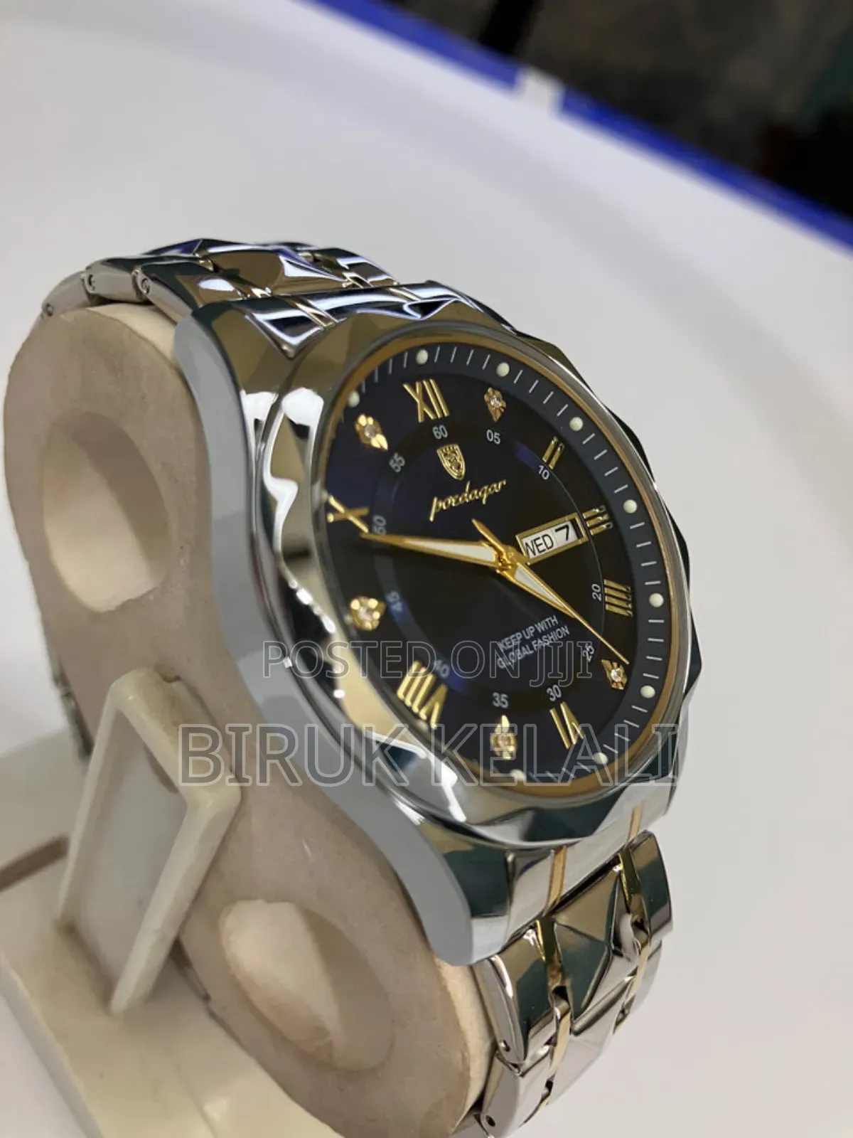 Silvwe With Blue Poedigar Men's Watch