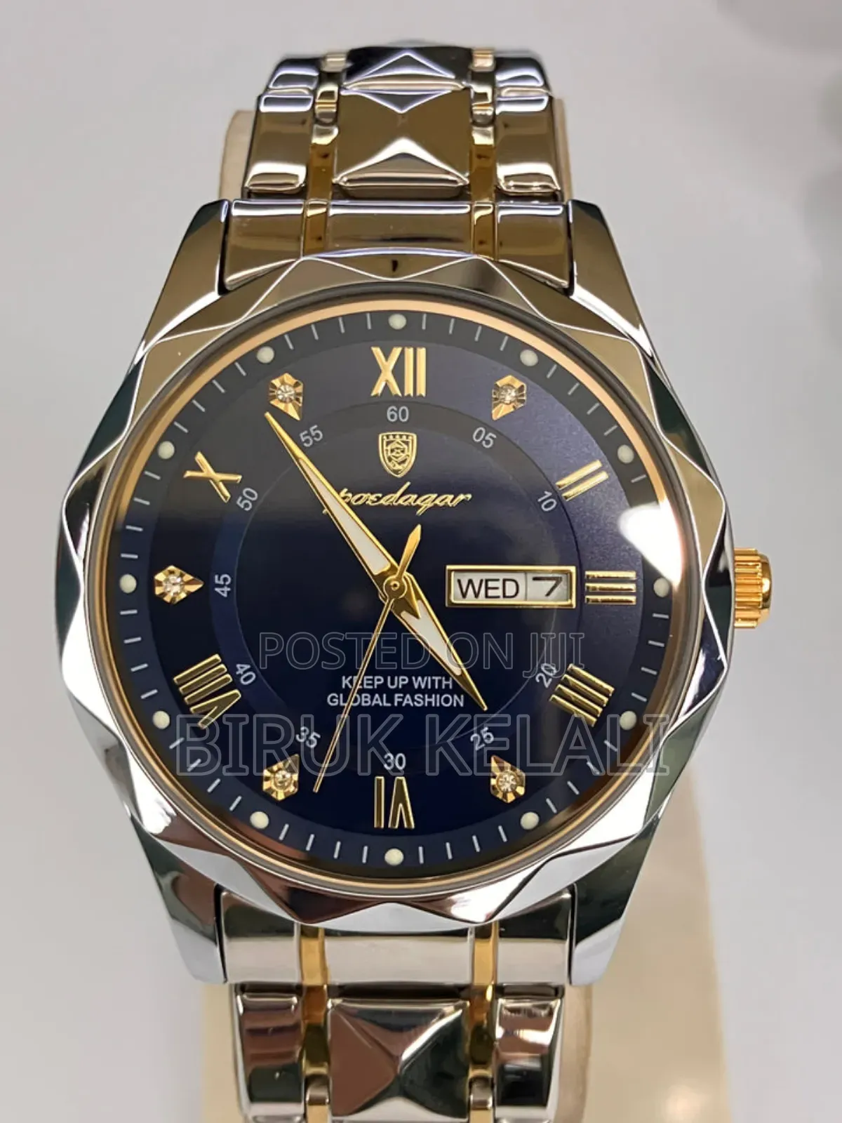 Silvwe With Blue Poedigar Men's Watch
