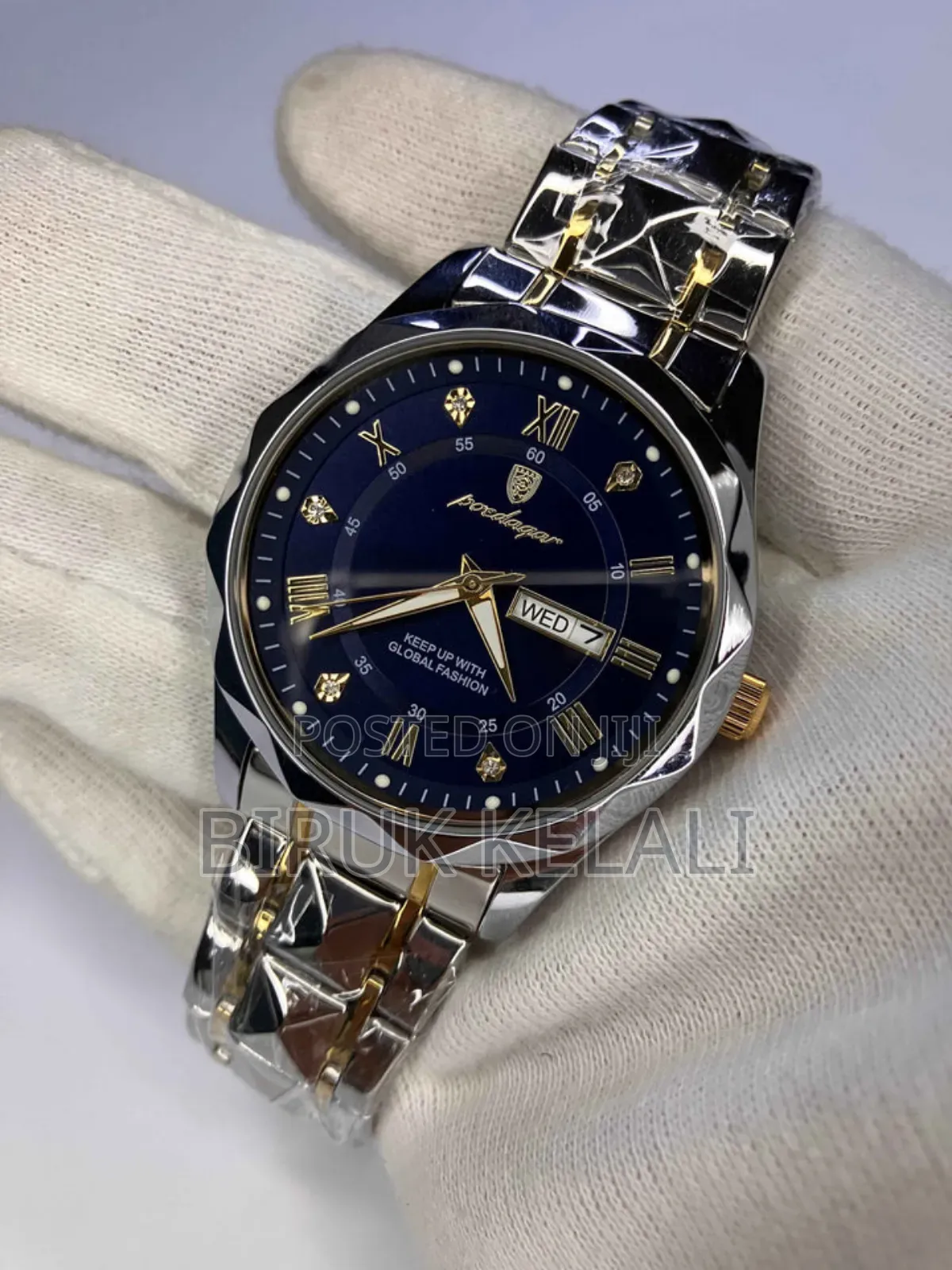 Silvwe With Blue Poedigar Men's Watch