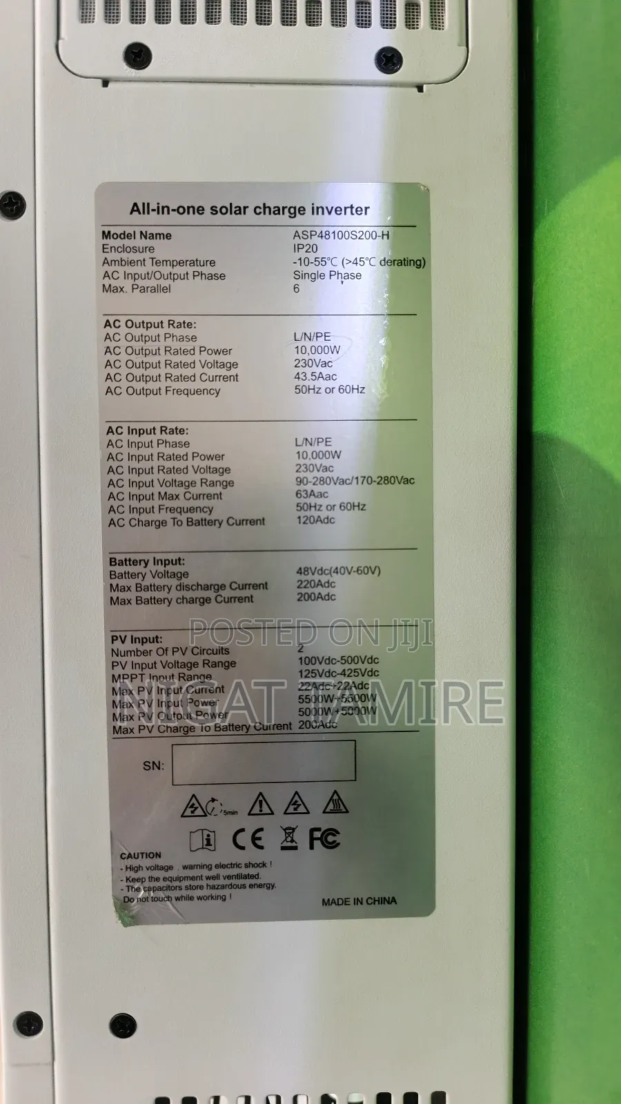 16 Kw Srne Hybrid Inverter Lithium Ion Battery