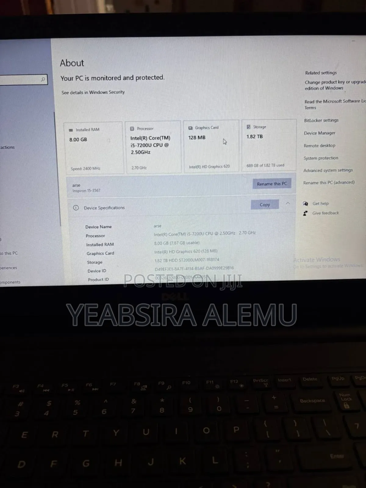 Laptop Dell Inspiron 15 8GB Intel Core i5 SSD 1.5T