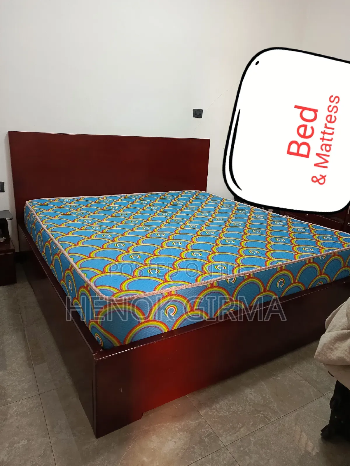 Bed, Mattress and Chest Drawer