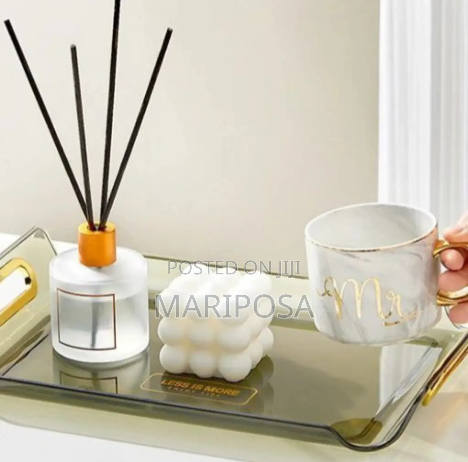 3 Sets Serving Tray With Golden Handle