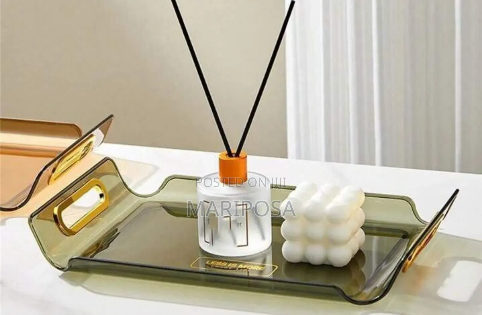 3 Sets Serving Tray With Golden Handle