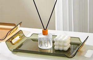 3 Sets Serving Tray With Golden Handle