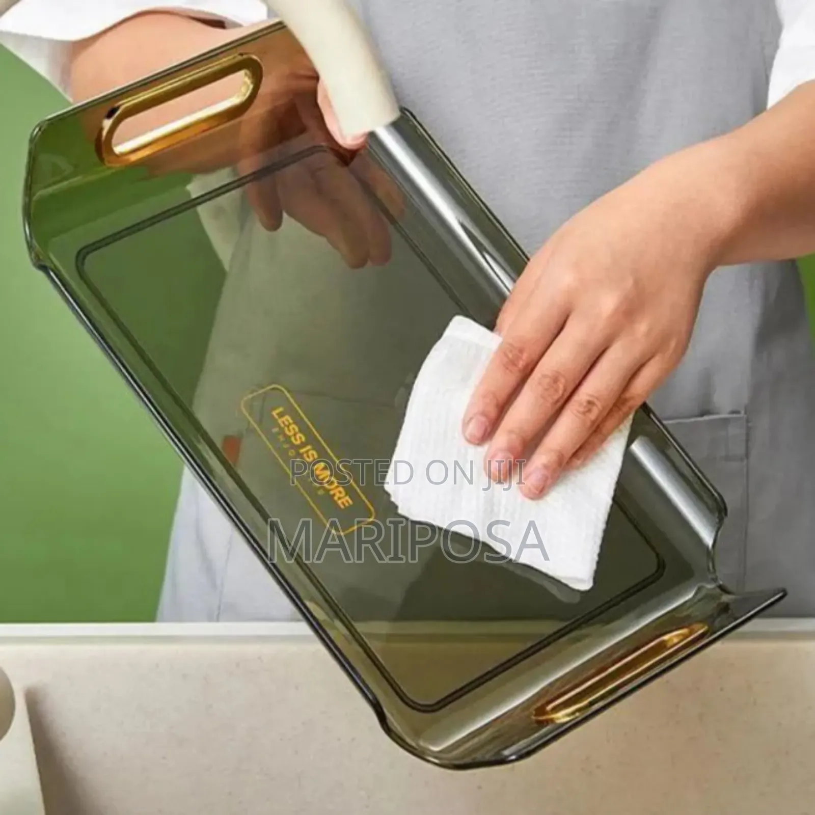 3 Sets Serving Tray With Golden Handle
