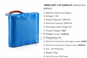 18650 2s2p 7.4v 5200mah Lithium Ion Battery