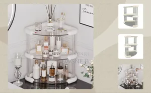 3-Tier Bathroom Corner Cosmetics Organizer የ ቅባት እና ሽቶ መደርደሪያ