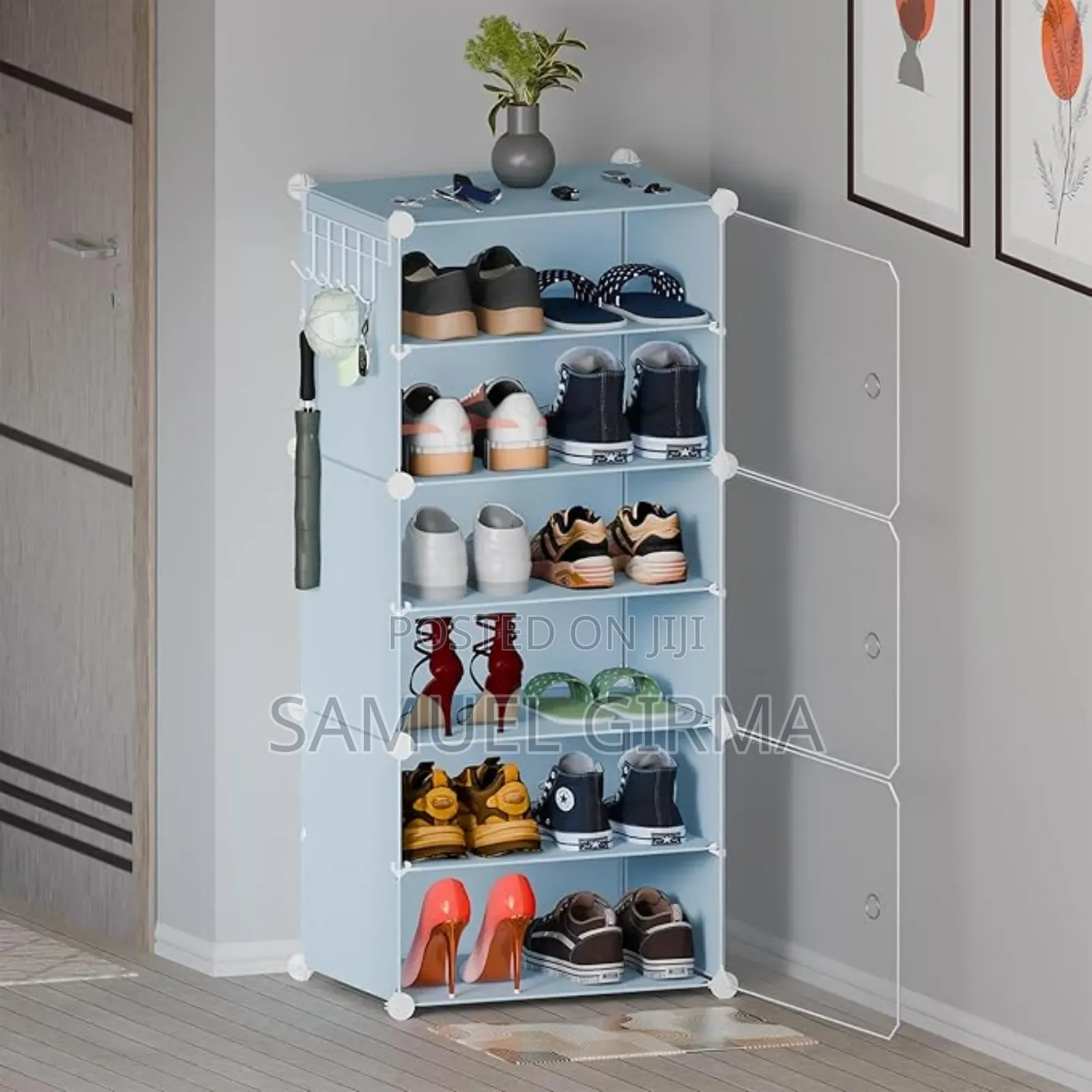 ባለ 6 ደረጃ 12 ጥንድ ጫማ የሚይዝplastic Cube Shoe Rack