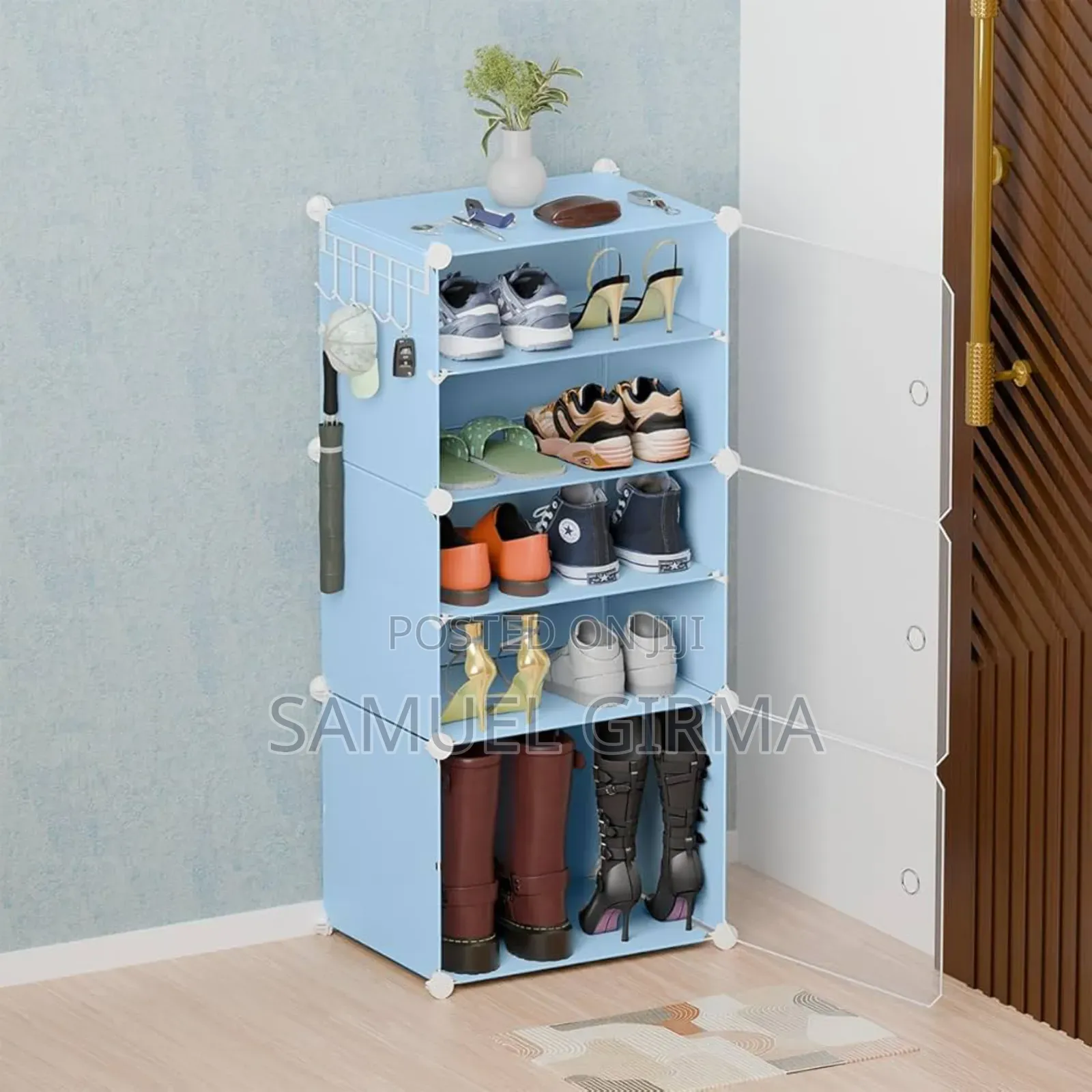 ባለ 6 ደረጃ 12 ጥንድ ጫማ የሚይዝplastic Cube Shoe Rack