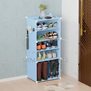 ባለ 6 ደረጃ 12 ጥንድ ጫማ የሚይዝplastic Cube Shoe Rack