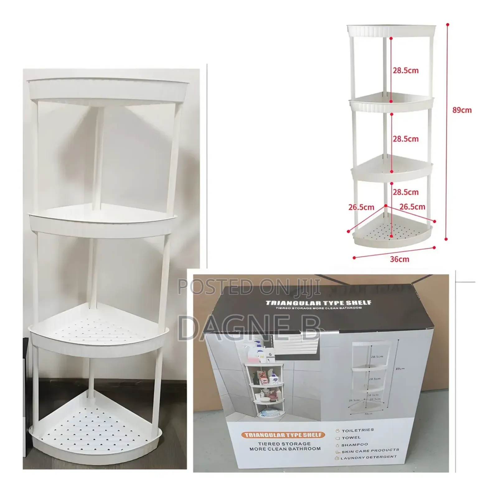 3-tier Triangular Corner Shelf ባለ 3 ደረጃ ተገጣጣሚ ሼልፍ