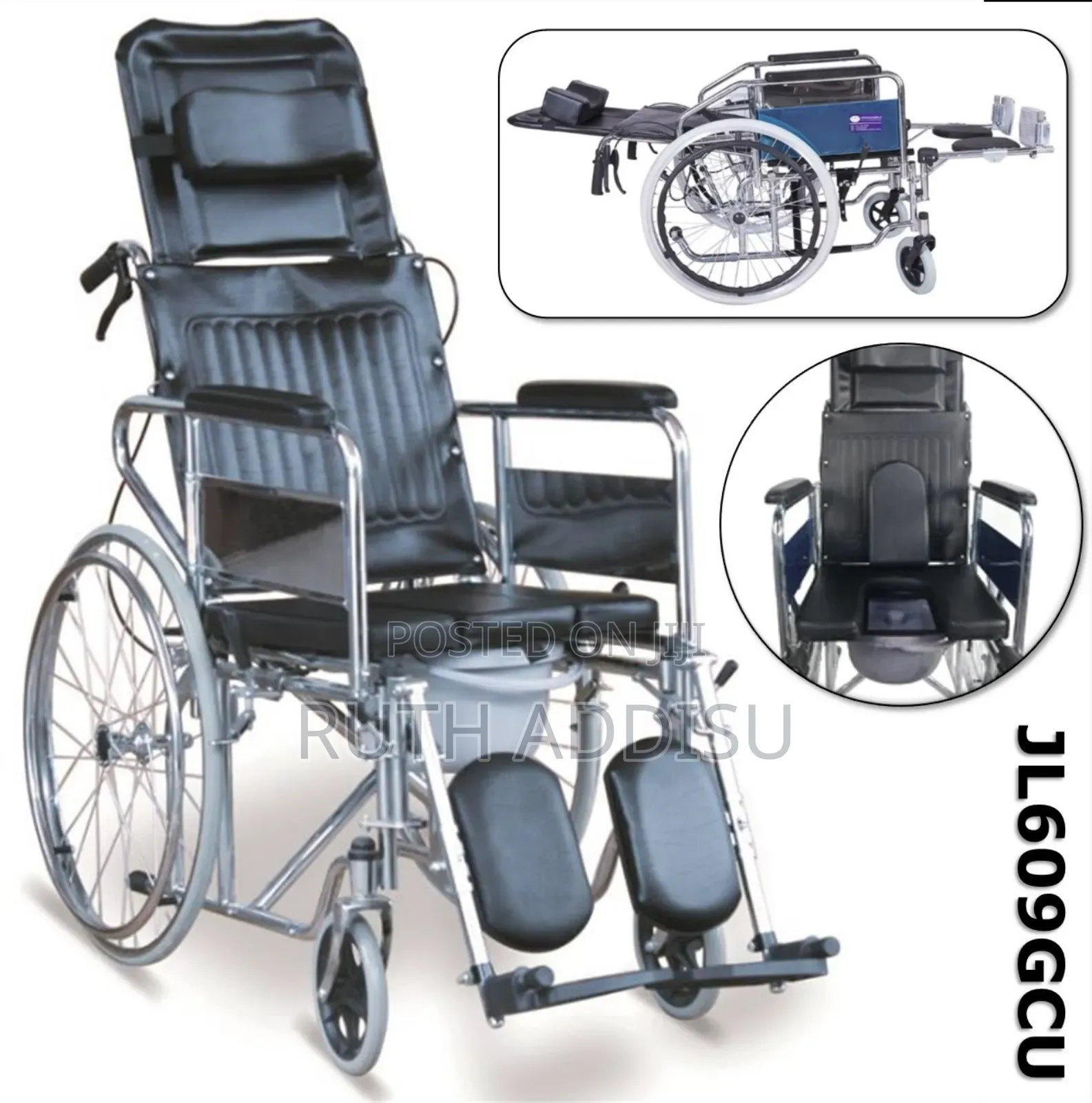 Commode + Wheelchair + Reclining (3 in 1) | Comfortable Reclining