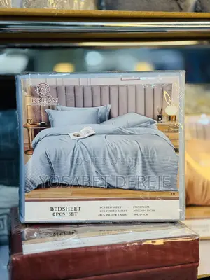 Dream Lotus 6-Piece Bedsheets Set(አንሶላ) Cotton Sateen Striped