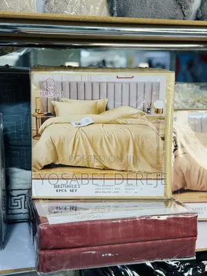 Dream Lotus 6-Piece Bedsheets Set(አንሶላ) Cotton Sateen Striped