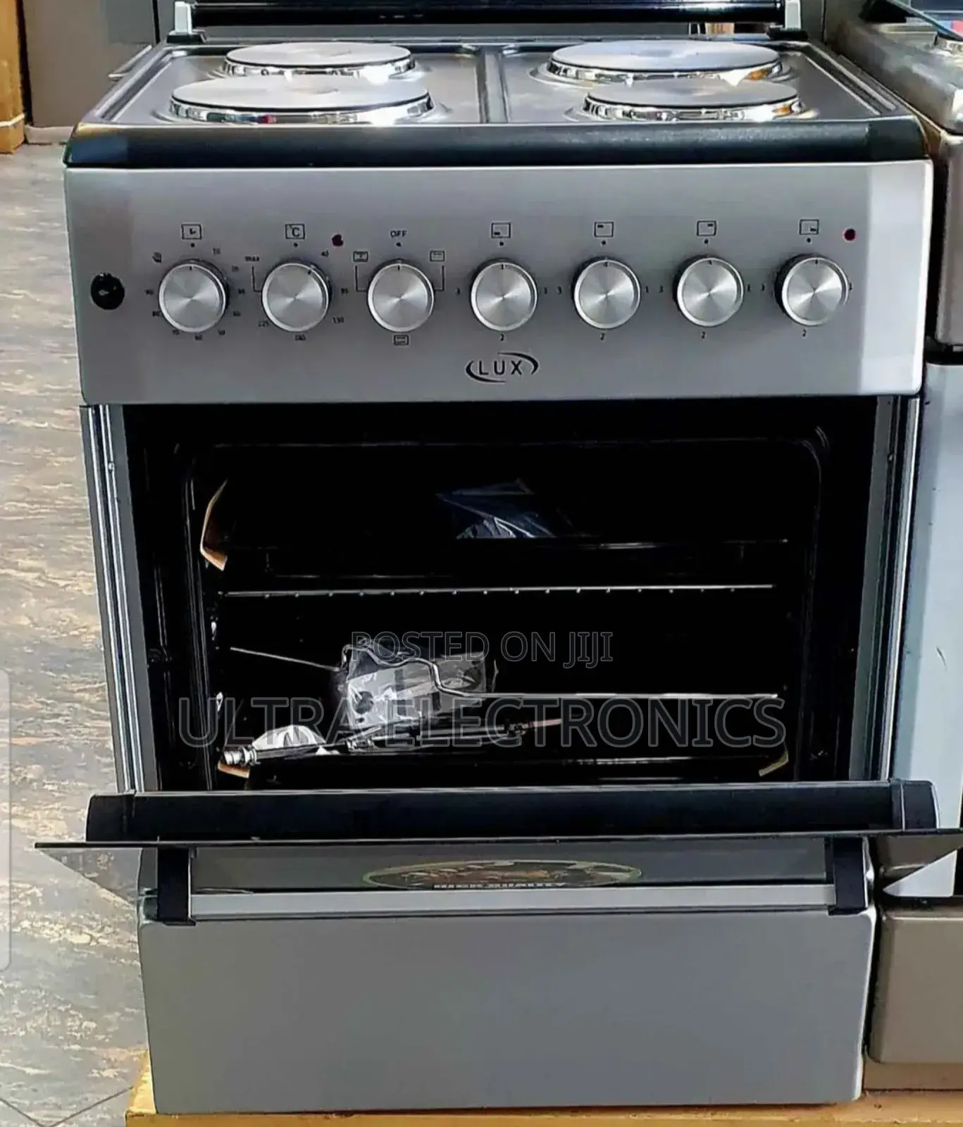Lux 60x60 Standing Oven Available in Silver With 4 Electric Hotplates,