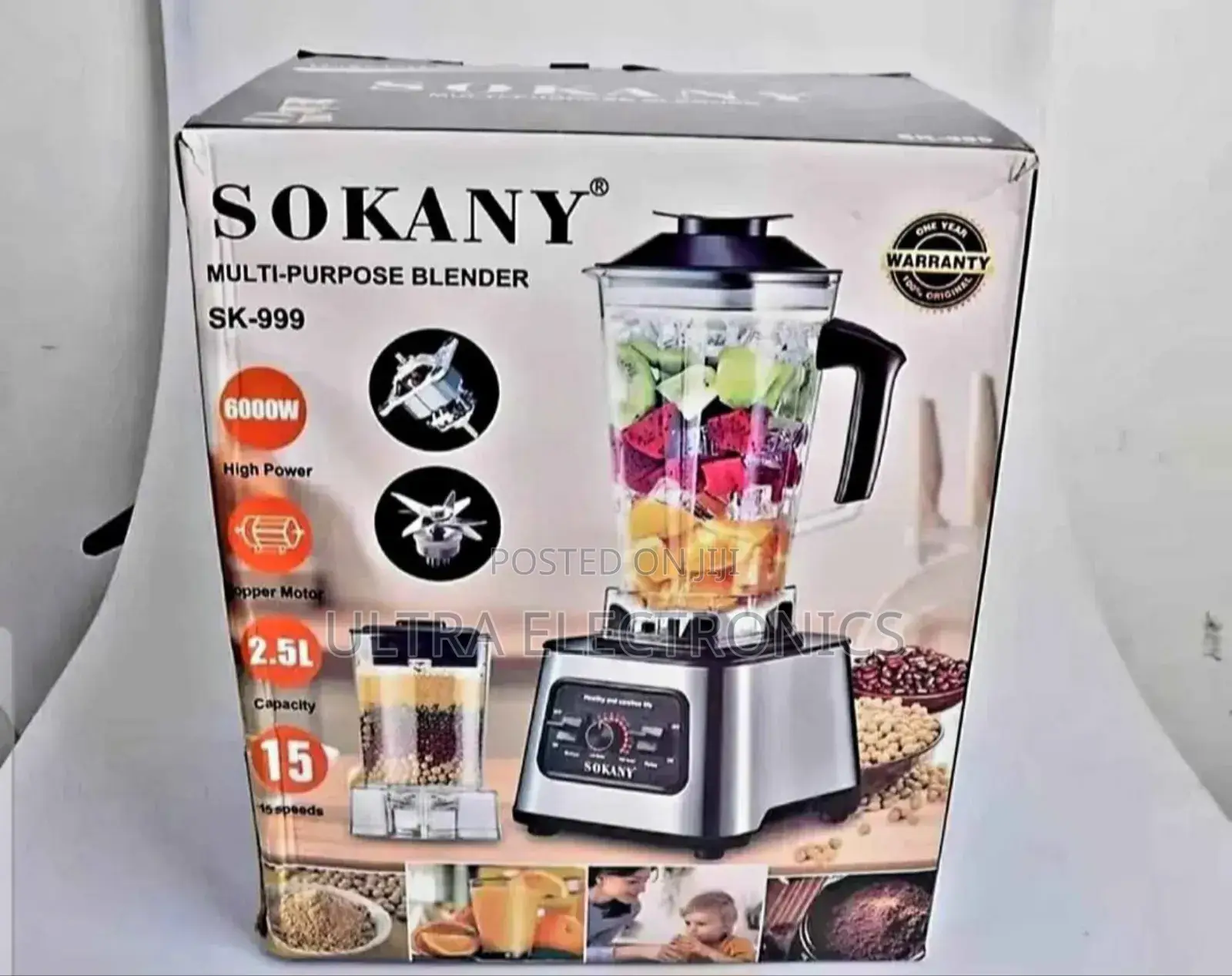 Sokany Sk-999 Multi-Purpose Blender. It Features a Powerful 6000w Mo