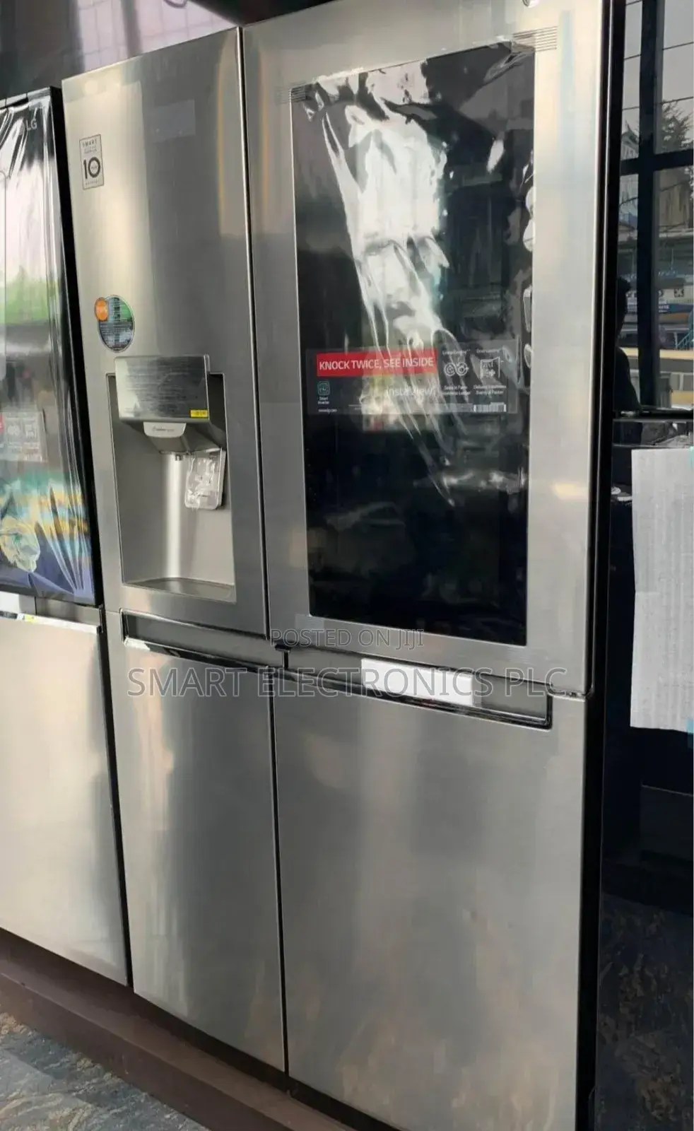 Lg Instaview Door-in-Door Refrigerator. Features a Tinted Glass