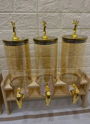 Glass Dispenser Jar With Bamboo Stand