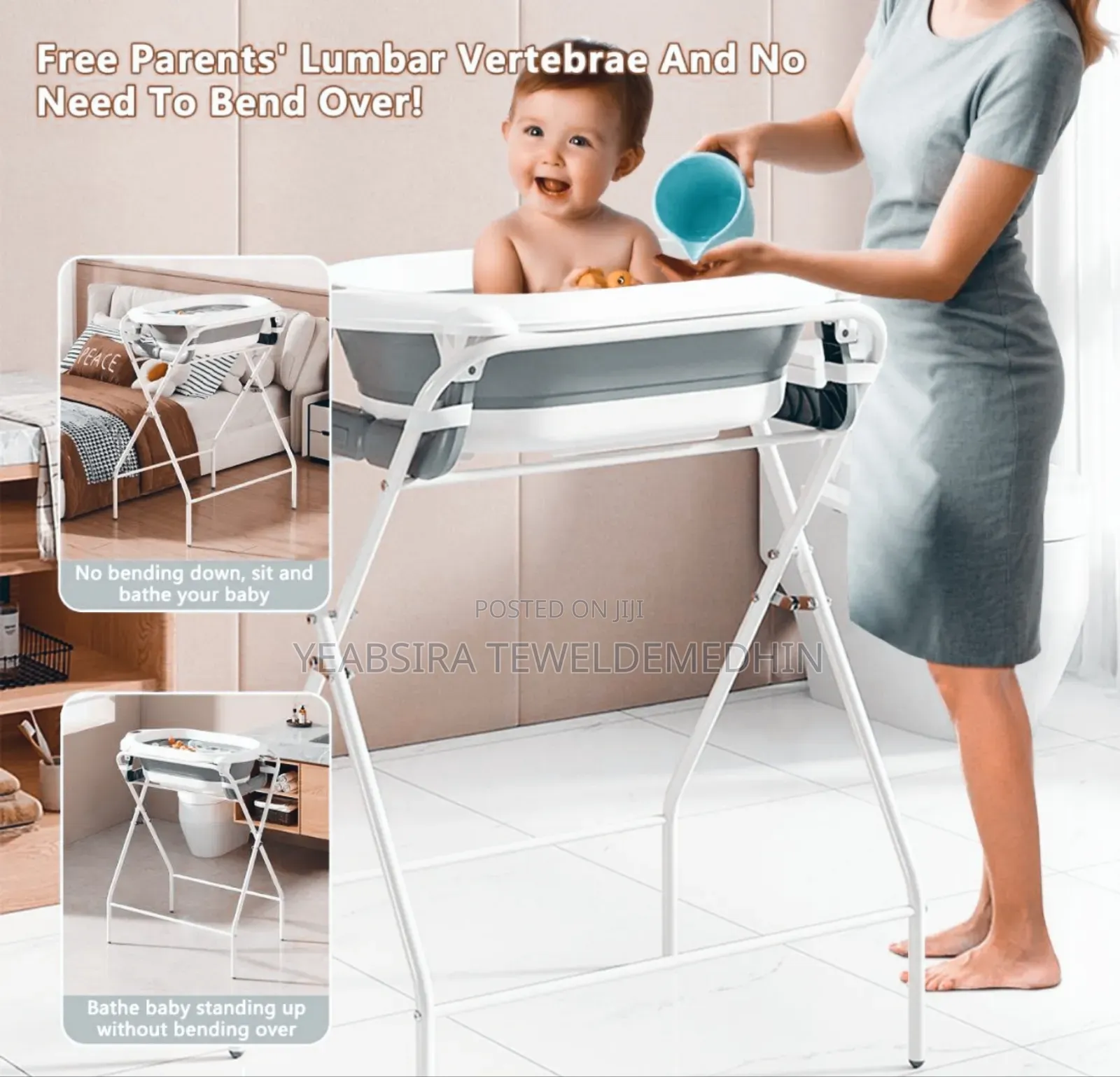 7 in 1 Foldable Baby Bathtub With a Thermometer and Stand
