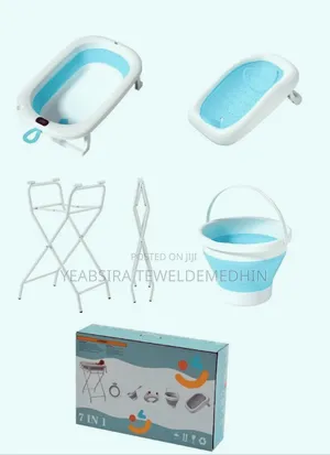 7 in 1 Foldable Baby Bathtub With a Thermometer and Stand