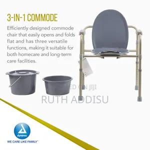 Adjust Height Folding Commode Chair Toilet Seat With Bucket Commode