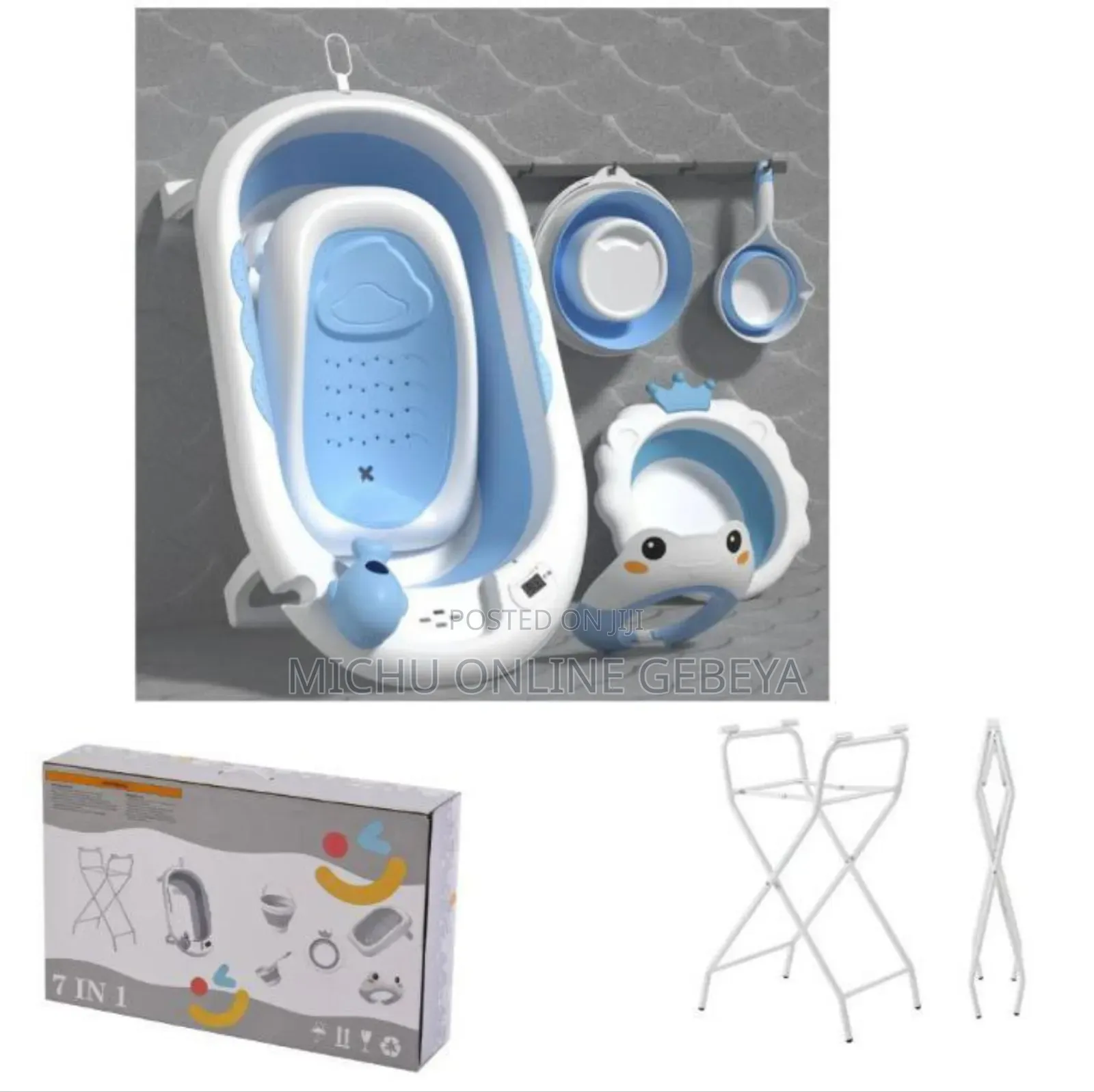 7-in-1 Newborn Baby Bathing Tub Set With Stand/Free Delivery