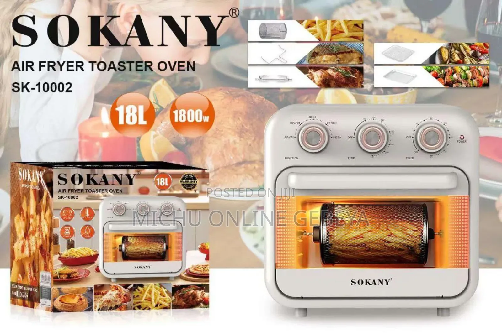 Sokany 18 Litter Air Fryer + Oven/ Free Delivery