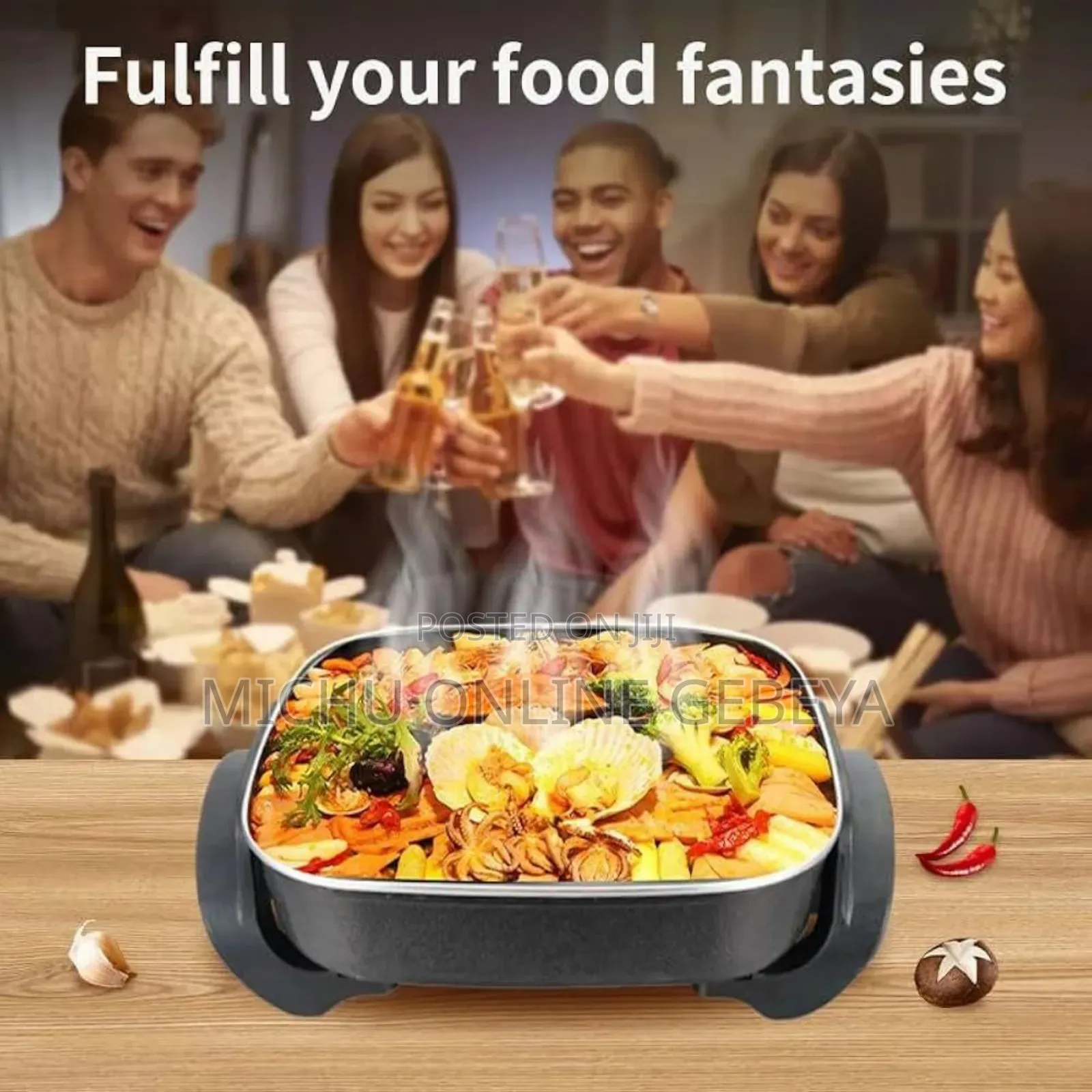 Sokany 30 Cm Frying Pan የኤሌክትሪክ መጥበሻ/Free Delivery
