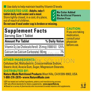 Nature Made Vitamin D3 1000 Iu (25 McG) – 650 Softgels