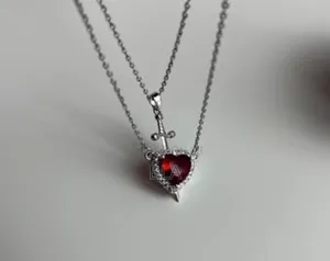 Heart and Sword Couple Necklace