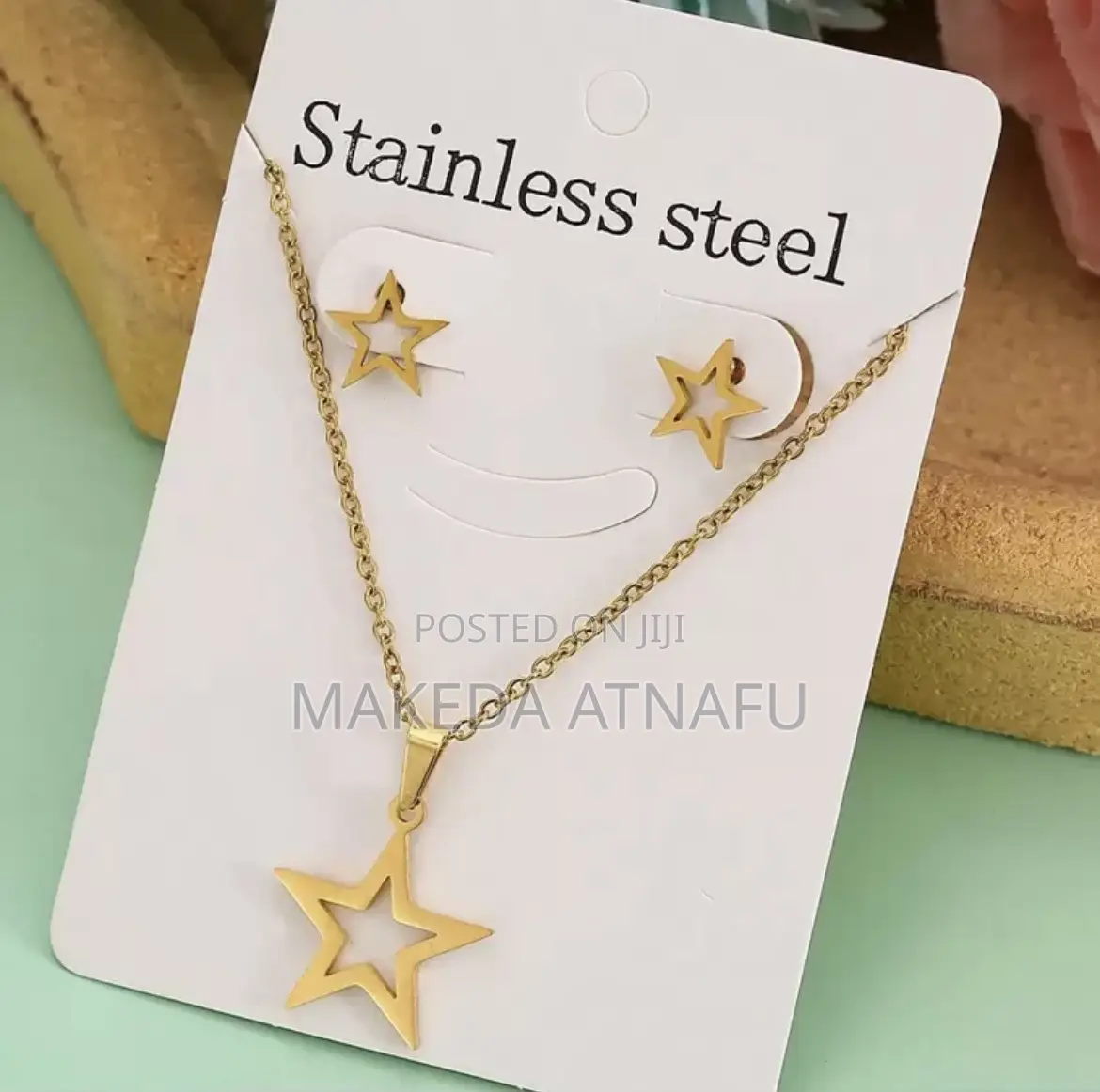 2pcs Heart and Star Shaped Necklaces With Earrings