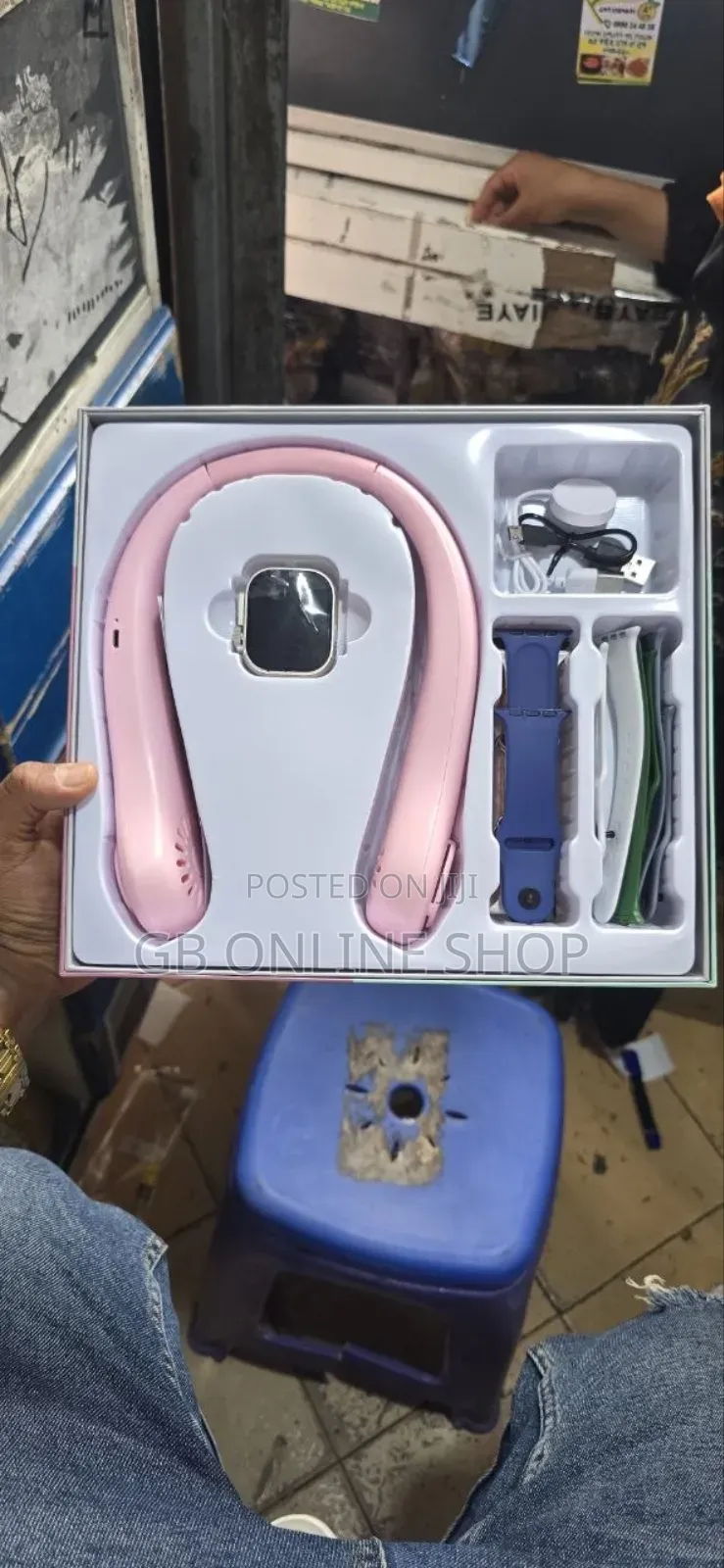 Crown Q200 Smart Watch With Portable Neck Fan