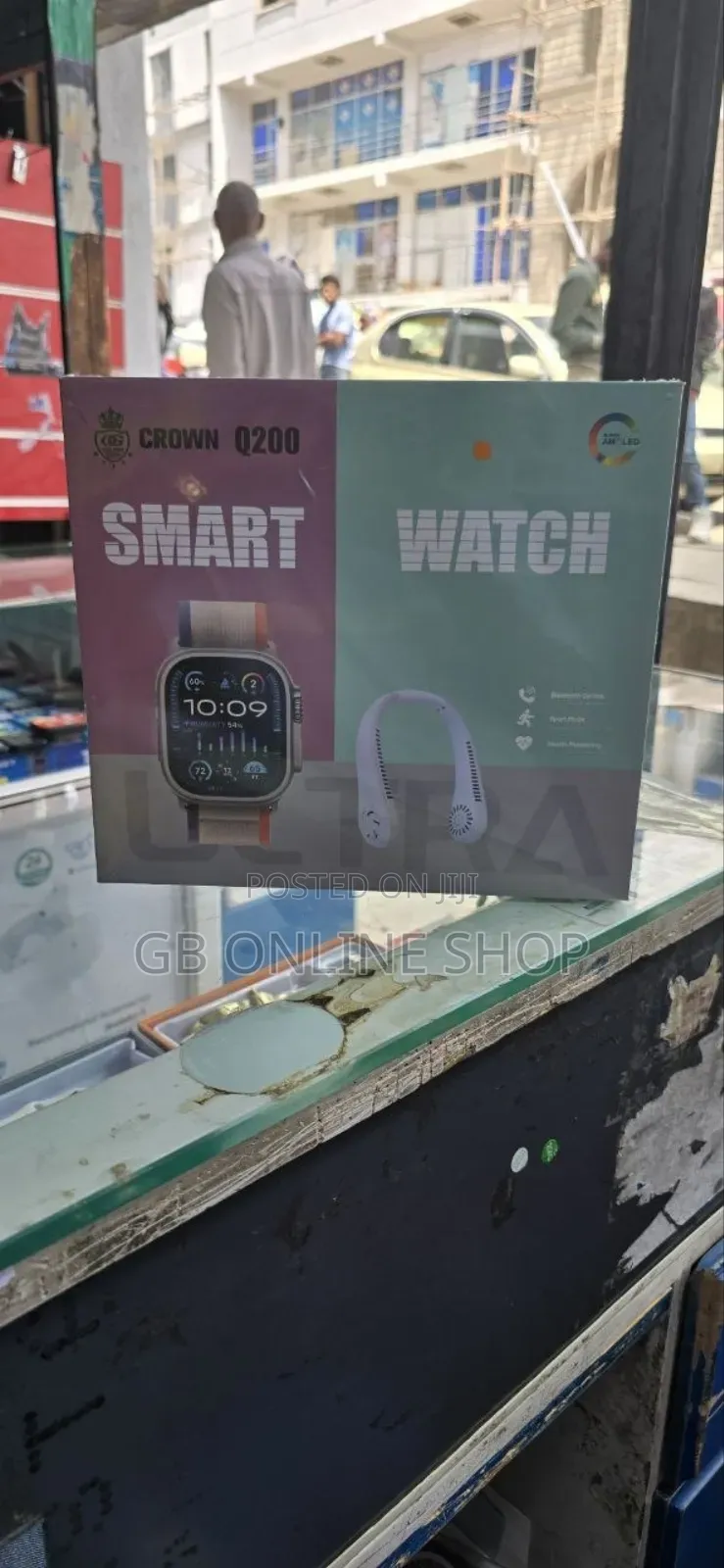 Crown Q200 Smart Watch With Portable Neck Fan