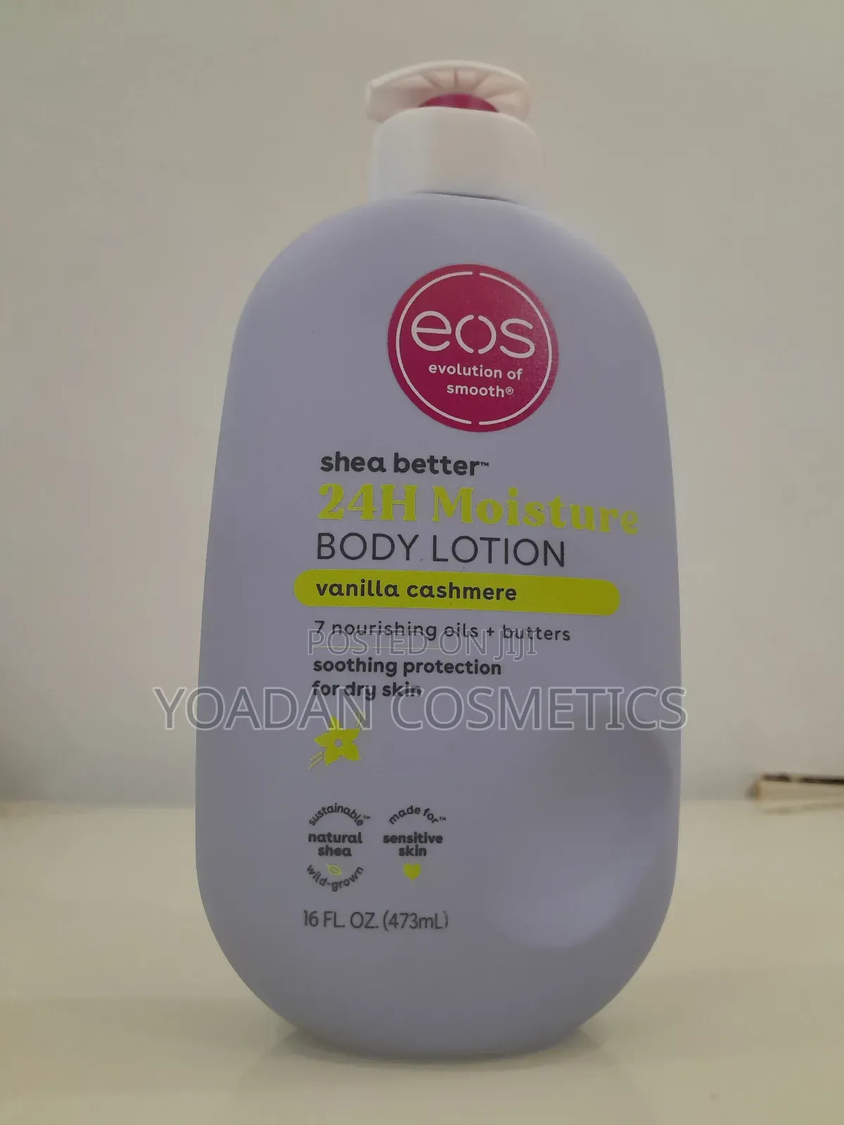 Eos Vanilla Cashmere Lotion በከፍተኛ ጣፋጭ ቫኒላ ካሽሜር ሽታ የተሞላ