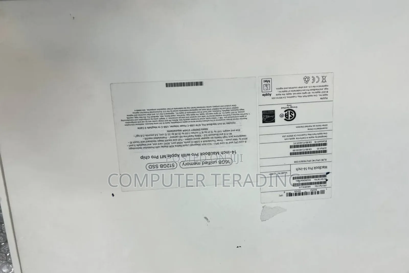 New Laptop Apple MacBook Pro M1 16GB Apple M1 Pro SSD 512GB