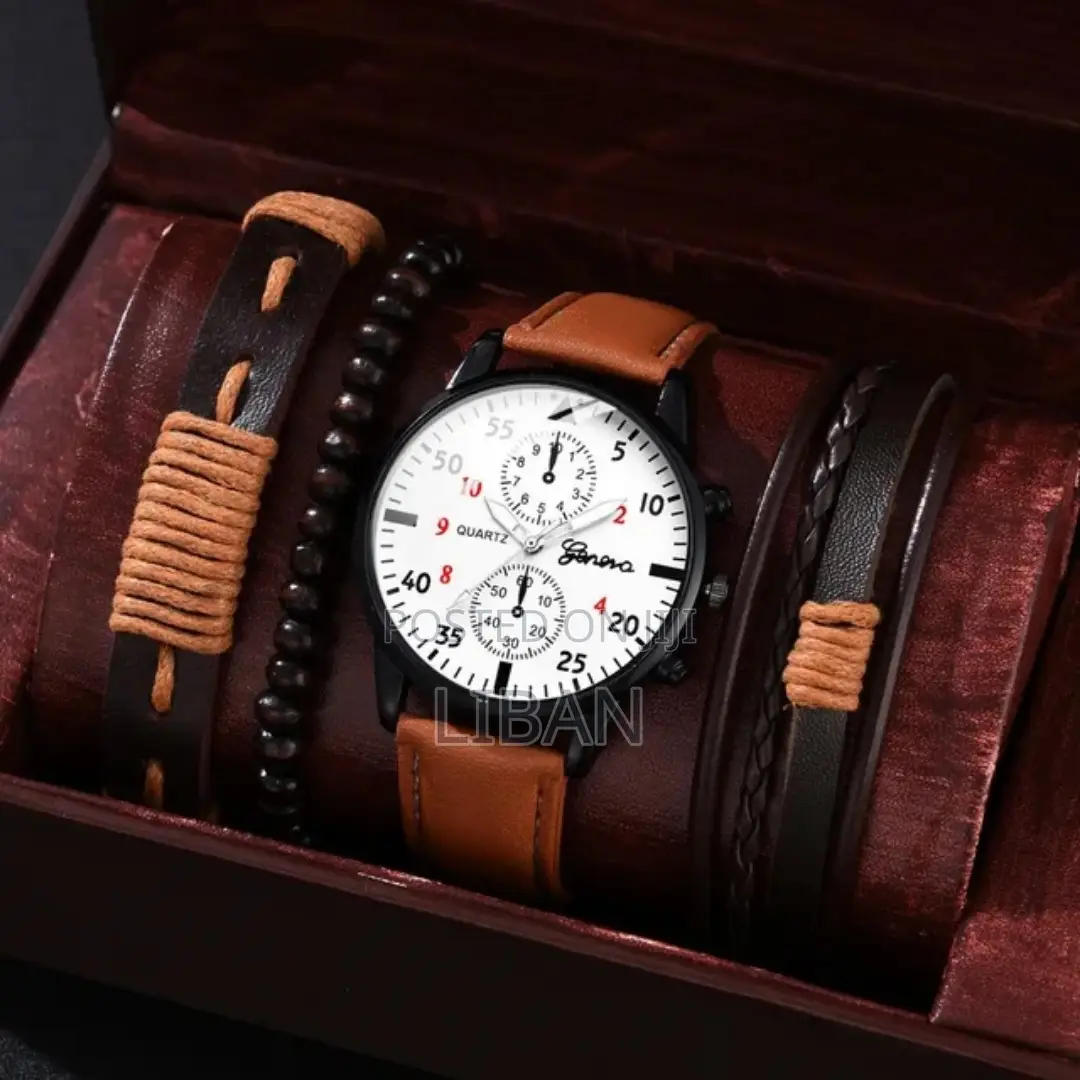 Man Business Luxury Watches Set Leather Casual Clock Fashion